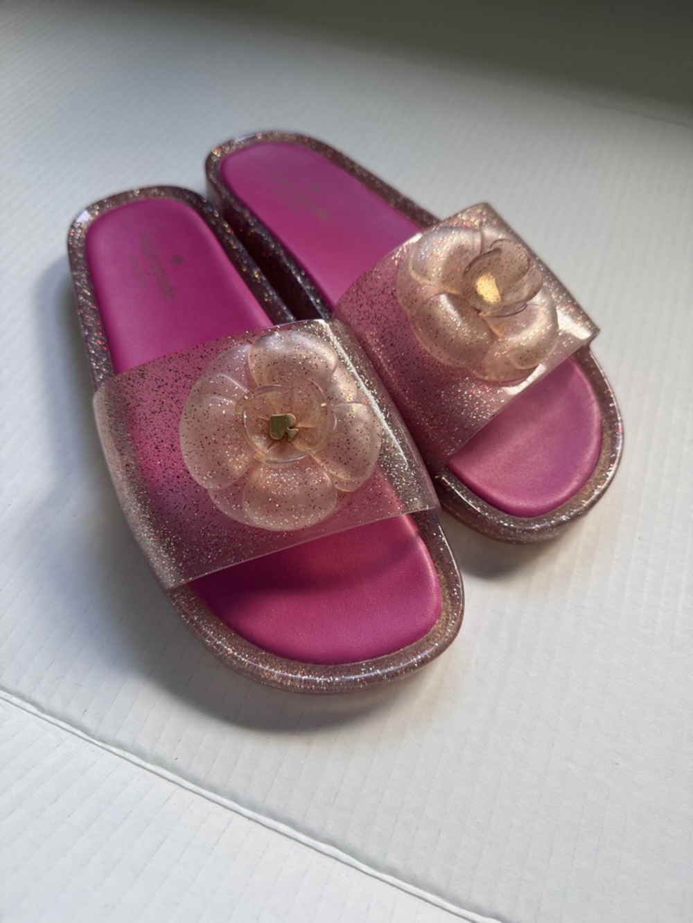 Kate Spade Pink Glitter Slide Sandals Sz 10